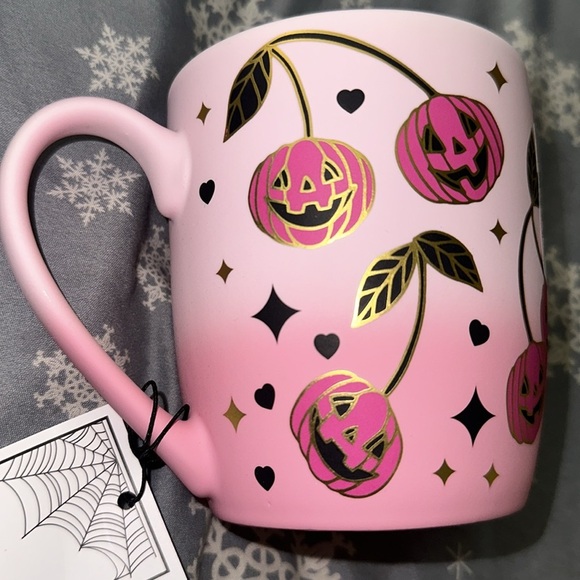 Cobwebs and Cauldrons Pumpkin Cherry Soft Touch Halloween Mug - Picture 4 of 4